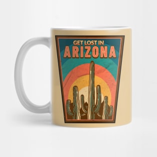 Vintage Get Lost in Arizona // Saguaro Cactus Arizona Retro Sunset Mug